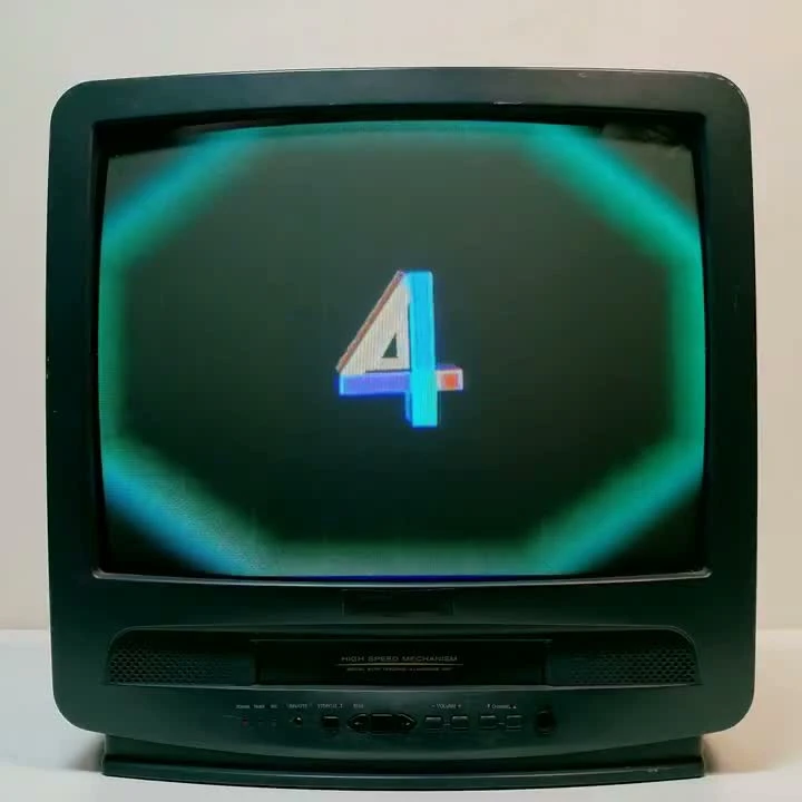 A frame from Sundar Pichai's video showing a four on an old television screen